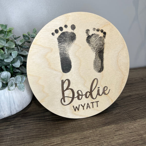 Baby Name Footprint Sign - Personalized