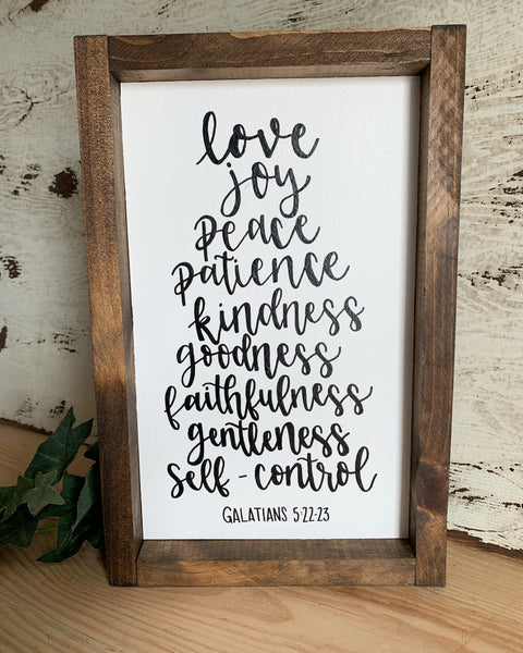 Fruits of the Spirit Sign // Love Joy Peace Patience Kindness Goodness Faithfulness Gentleness Self-Control - Galatians 5:22-23