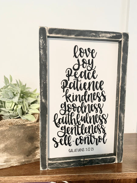 Fruits of the Spirit Sign // Love Joy Peace Patience Kindness Goodness Faithfulness Gentleness Self-Control - Galatians 5:22-23